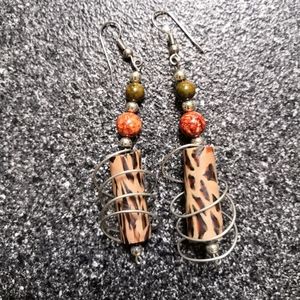 Unique spiral and beaded earrings